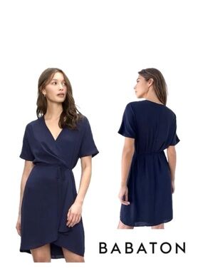 Aritzia Babaton Wallace Wrap Dress in Navy Size XXS Like New